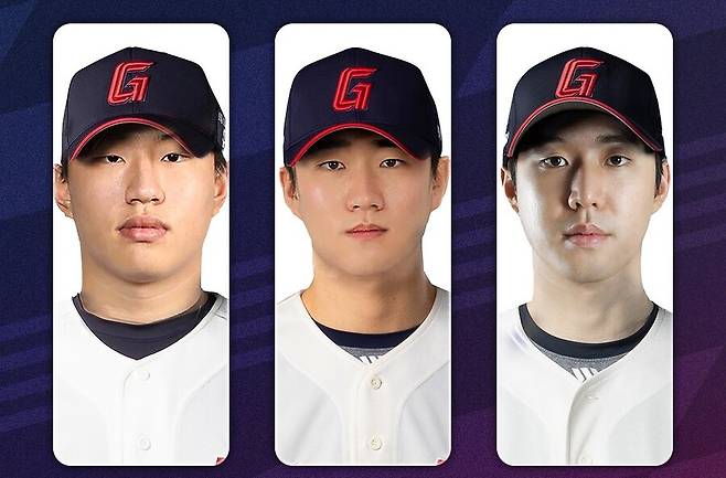 ▲ 롯데가 2차 드래프트에서 지명한 김주완, 김영준, 최충연(왼쪽부터). ⓒ롯데 자이언츠