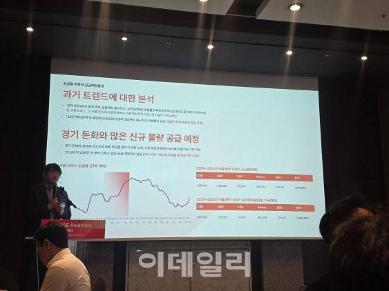 류강민 알스퀘어리서치센터장이 2일 서울 중구 더플라자 호텔에서 2026년 부동산 시장 종합분석을 발표하고 있다.(사진=박지애 기자)
