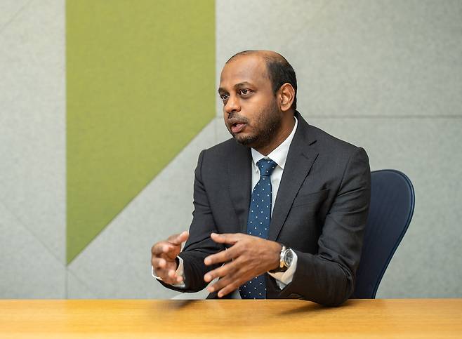 아비짓 라메시 비자 아태지역 혁신·성장·파트너십 총괄 부사장이 지난달 26일 서울 중구 비자코리아 사무실에서 본지와 인터뷰를 갖고 있다,/비자 제공