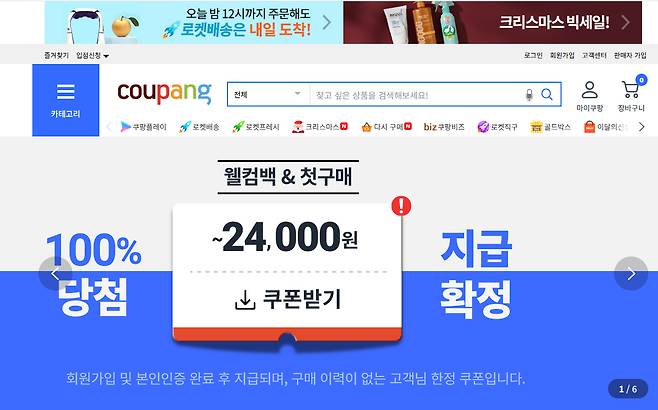 [쿠팡 홈페이지 캡처]