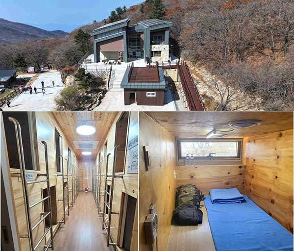 노고단대피소. 현대식으로 다시 지어 세계 최고 수준의 서비스를 제공한다. 수용인원을 줄이고 개인 공간을 늘렸다. '코 고는 소리'에 대한 민원이 대폭 줄었다. 사진 지리산국립공원 전남사무소