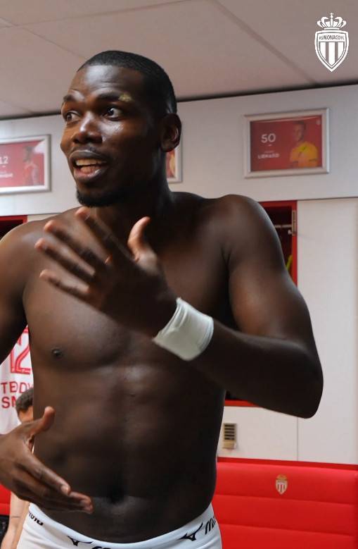 폴 포그바는 지난달 29일(한국시간) PSG와의 2025~2026시즌 프랑스 리그1 14라운드 승리 후 라커룸에서 춤을 추고 있다. /사진=모나코 공식 SNS 영상 갈무리