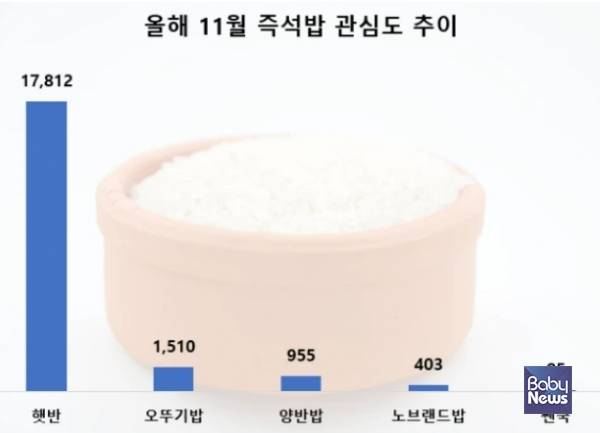 CJ제일제당 햇반이 올해 11월 즉석밥 가운데 가장 높은 소비자 관심도(정보량=포스팅 수)를 차지한 것으로 조사됐다. ⓒ햇반