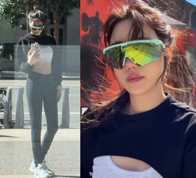 이지아가 러닝 중 군살없는 몸매를 자랑했다. 사진=이지아 인스타그램