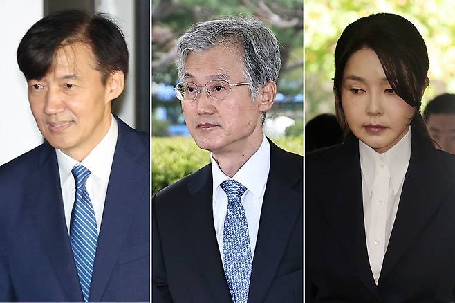 8월 11일 조국 대표 부부 광복절 특별사면 확정(왼쪽부터), 9월 30일 조희대 대법원장 청문회, 8월 29일 김건희 여사 구속 기소.