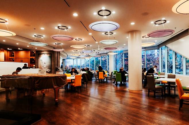 조식 레스토랑의 창밖으론 밴쿠버의 가을이 펼쳐친다