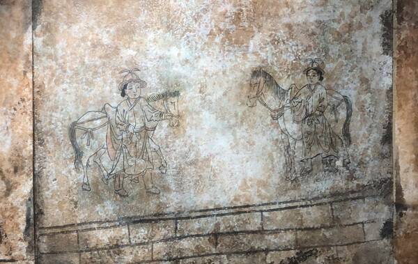 밀양시립박물관에 전시된 박익 벽화묘.