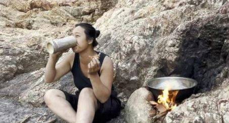 무인도에서 쥐를 잡아먹으며 생활 중인 사례 여성의 모습./사진=홍콩 사우스차이나모닝포스트