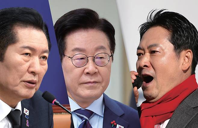 왼쪽부터 정청래 더불어민주당 대표, 이재명 대통령, 장동혁 국민의힘 대표 ⓒ시사저널 박은숙·연합뉴스·뉴시스