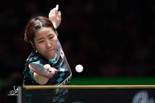 혼성단체 월드컵 여자 단식에 나선 이은혜의 경기 장면 [ITTF SNS 캡처. 재판매 및 DB 금지]