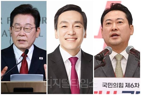 (맨 왼쪽부터) 이재명 대통령, 김민수 국민의힘 최고위원, 장동혁 국민의힘 대표. [디지털타임스 DB, 연합뉴스]