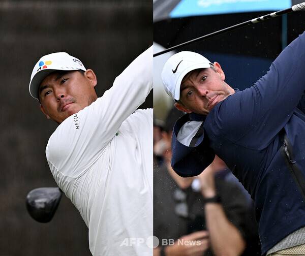 2025년 12월 DP월드투어(옛 유러피언투어) 2026시즌 대회인 크라운 호주 오픈 우승 경쟁에 뛰어든 김시우 프로, 그리고 톱랭커인 로리 맥길로이(북아일랜드)가 3라운드에서 경기하는 모습이다. 사진제공=ⓒAFPBBNews = News1 (사진을 무단으로 사용하지 마십시오.)
