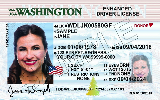 미국 워싱턴주에 발급하는 ‘Enhanced ID’.