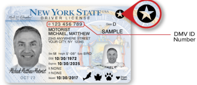 미국의 운전면허증에 ‘별’마크가 표시된 ‘리얼 ID’ 인증.