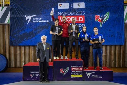 한국이 종합 2위를 차지한 여자부 시상식 모습. [세계태권도연맹 제공. 재판매 및 DB 금지]