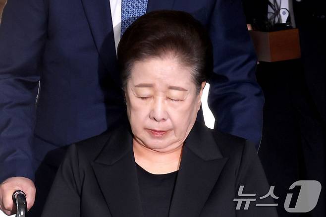 권성동 국민의힘 의원 등에게 금품을 전달하고 이권을 청탁한 혐의를 받는 한학자 통일교 총재. 2025.9.22/뉴스1 ⓒ News1 이광호 기자