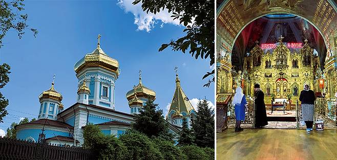 (좌)몰도바 정교회를 대표하는 치우플레아 수도원 (우)치우플레아 수도원 내부 예배당