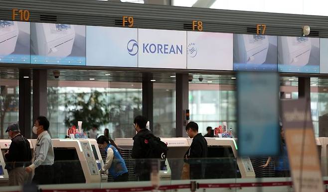 3월 12일 인천국제공항 제2여객터미널 대한항공 체크인카운터 모습 ⓒ뉴시스
