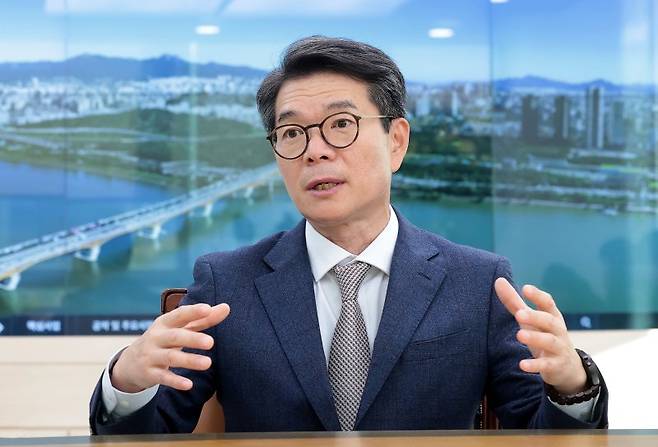 정원오 성동구청장이 서울 성동구청에서 뉴스1과 인터뷰를 하고 있다. 사진=뉴스1