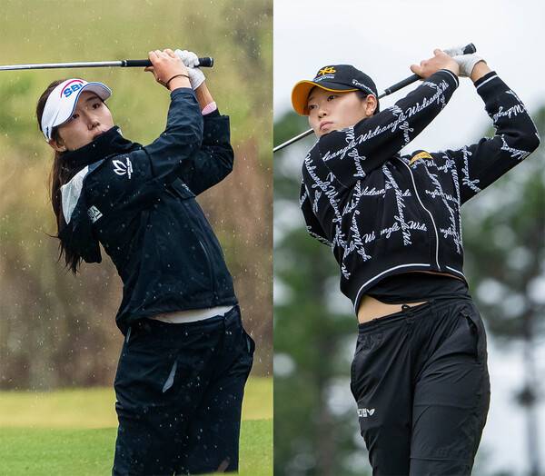 미국여자프로골프(LPGA) 투어 2026시즌 출전권이 걸린 2025 LPGA 퀄리파잉 시리즈 파이널 스테이지(Q-시리즈 최종전)에 출전한 장타자 이동은, 방신실 프로가 경기하는 모습이다. 사진제공=LPGA 엡손투어 (사진을 무단으로 사용하지 마십시오.)