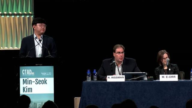 아델이 1~4일(현지시간) 미국 샌디에이고에서 열린 알츠하이머병임상학회(CTAD)에서 ‘ADEL-Y01’ 임상 결과를 구두 발표하고 있다. 사진 제공=아델