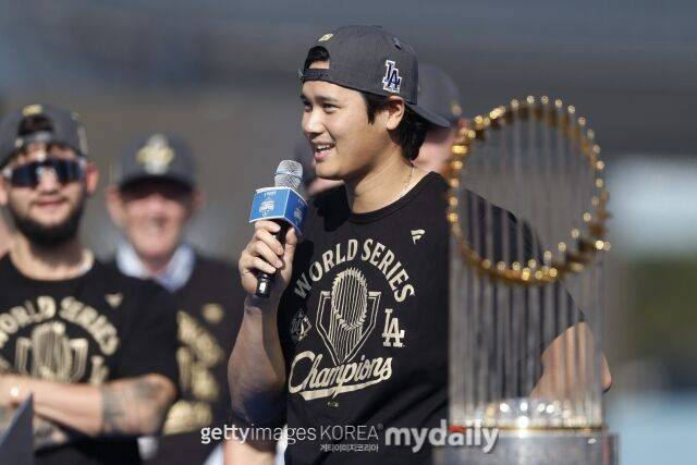 다저스 월드시리즈 2연패 카퍼레이드에 참가한 오타니/게티이미지코리아