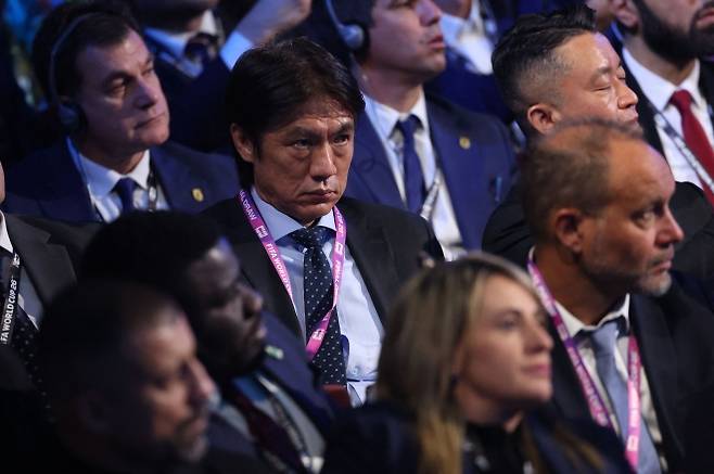 FOI-SOC-SPO-WCS-FIFA-WORLD-CUP-2026-OFFICIAL-DRAW - 홍명보 대한민국 감독이 2025년 12월 5일 워싱턴 DC 존 F. 케네디 공연예술센터에서 열린 FIFA 2026 월드컵 공식 추첨에 참석하고 있습니다. AFP