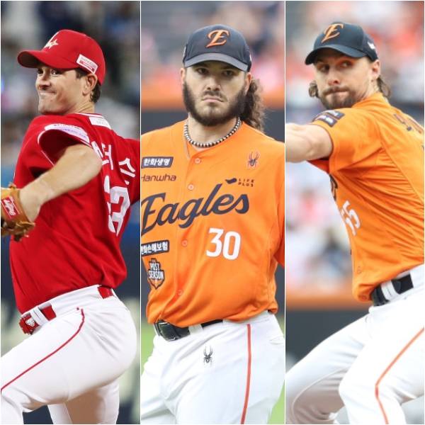 KBO리그에서 활약을 바탕으로 미국 복귀에 성공한 드류 앤더슨(왼쪽부터), 코디 폰세, 라이언 와이스. SSG, 한화 제공
