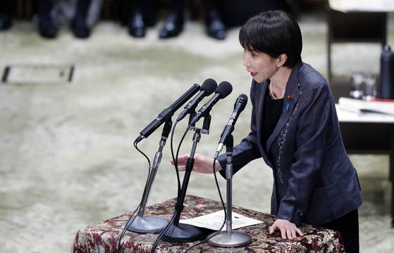 일본의 다카이치 사나에 총리가 9일 중의원 예산위원회 회의에서 발언하고 있다. EPA=연합뉴스