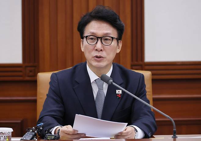 김민석 국무총리가 10일 서울 종로구 정부서울청사에서 열린 국가정책조정회의에서 발언하고 있다. 연합뉴스