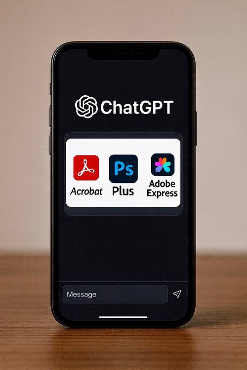 10일부터 챗GPT 채팅창에서 애크로뱃, 포토샵, 익스프레스를 이용할 수 있다.  챗GPT