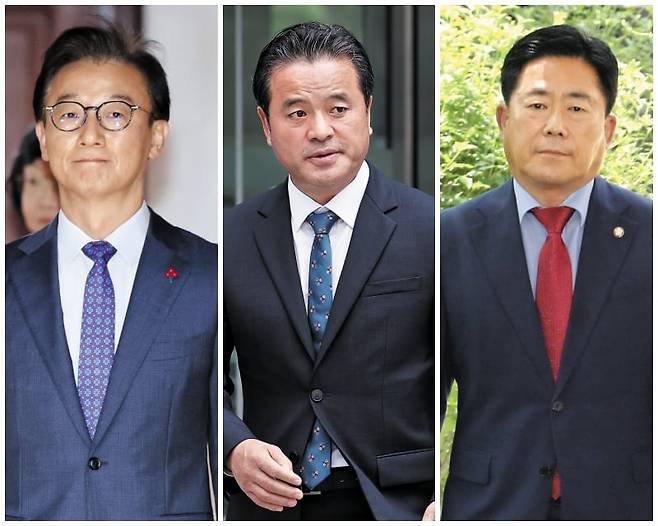 통일교 측으로부터 금품을 받았다는 의혹이 제기된 전재수 해양수산부 장관(왼쪽부터)과 임종성 전 더불어민주당 의원, 김규환 전 미래통합당 의원./뉴시스·연합뉴스