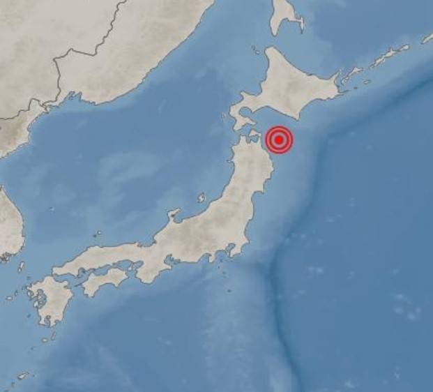 8일 오후 11시15분께 아오모리현 아오모리시 동쪽 133㎞ 해역에서 지진이 관측됐다. 진원 깊이는 50㎞다. [기상청 웹사이트]