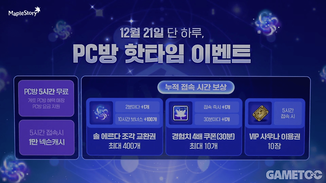 12월 21일에만 제공된다&nbsp;(사진=메이플스토리 유튜브)
