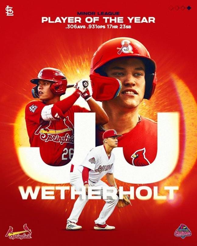 웨더홀트가 2025시즌 산하 카디널스 소속 마이너리그 올해의 선수 상을 받은 소식을 전하고 있다. /사진=세인트루이스 카디널스 공식 SNS