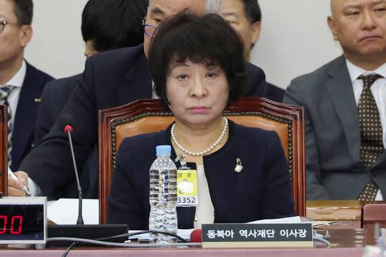 지난 10월 16일 서울 여의도 국회에서 교육위원회 국정감사가 진행되고 있다. 박지향 동북아역사재단 이사장이 참석해 있다. 장진영 기자