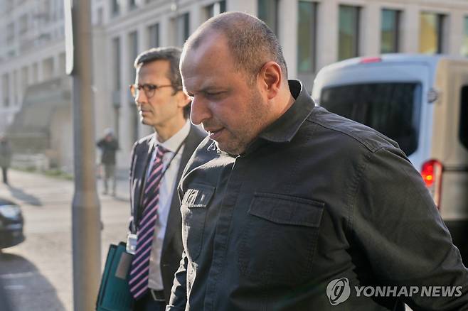 14일 베를린에서 만난 우메로우 우크라 국방 서기(오른쪽)와 소터 독일 안보보좌관 [AP 연합뉴스 자료사진. 재판매 및 DB 금지]