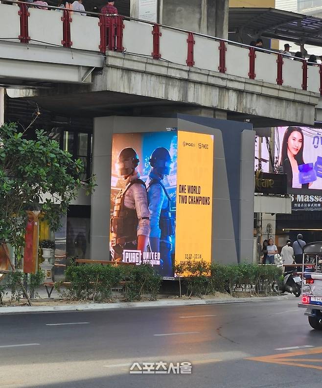 방콕 시내에서 확인할 수 있었던 펍지 유나이티드 홍보 전광판. 방콕 | 강윤식 기자 skywalker@sportsseoul.com