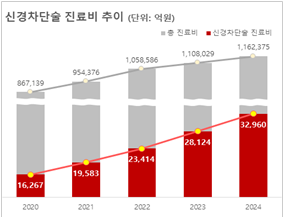 2020~2024년 신경차단술 진료비 추이. 사진 제공=국민건강보험공단
