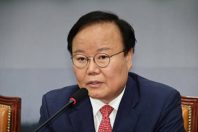 국민의힘 김재원 최고위원이 8월27일 국회에서 열린 최고위원회의에서 발언하고 있다. ⓒ 시사저널 박은숙