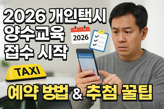 2026 개인택시 양수교육 접수 시작 예약 방법 추첨 꿀팁까지 정리했습니다