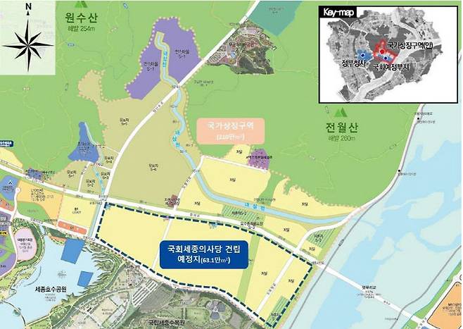 국가상징구역과 중앙녹지공간을 품은 S-1생활권은 행정수도의 진원지로 통한다. 사진=행복청 제공.