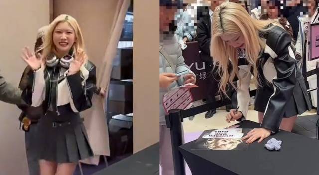 중국의 한 인플루언서가 그룹 블랙핑크 멤버 로제의 팝업스토어 행사에서 로제인 것처럼 행동하는 모습이 포착됐다./사진=SNS