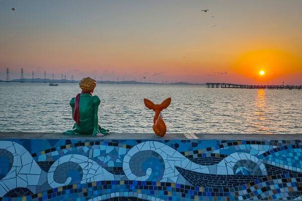 시흥 거북섬에 설치된 어린왕자와 사막여우 조형물.