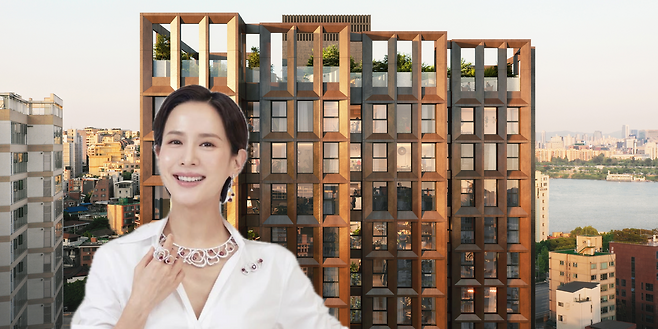 배우 조여정과 서울 용산구 한남동 ‘브라이튼한남’ 단지 모습. [조여정 공식 인스타그램·브라이튼한남 공식 홈페이지 갈무리]