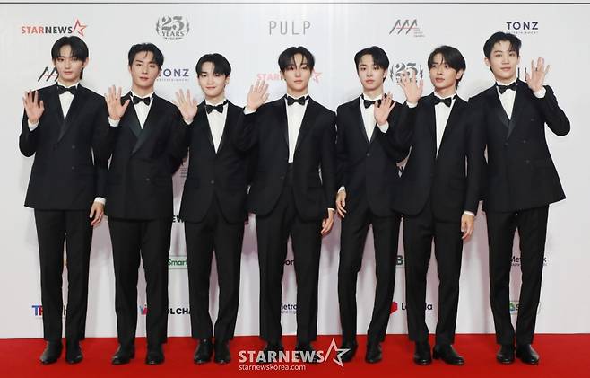 그룹 ATBO가 14일 필리핀 아레나에서 열린 '2023 아시아 아티스트 어워즈 인 필리핀'(2023 Asia Artist Awards IN THE PHILIPPINES, 이하 '2023 AAA') 레드카펫 행사에 참석해 포즈를 취하고 있다. '2023 AAA'는 스타뉴스가 주최하고 Asia Artist Awards 조직위원회, TONZ 엔터테인먼트, PULP Live World가 공동 주관한다. 그룹 아이브(IVE) 장원영, 가수 강다니엘, 그룹 제로베이스원 성한빈이 MC를 맡았다. 2023.12.14 /사진=이동훈