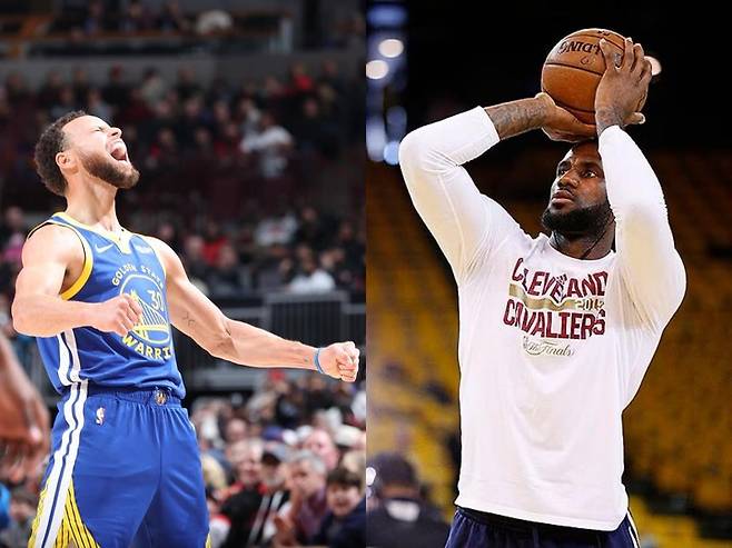 (왼쪽부터) 스테픈 커리, 르브론 제임스