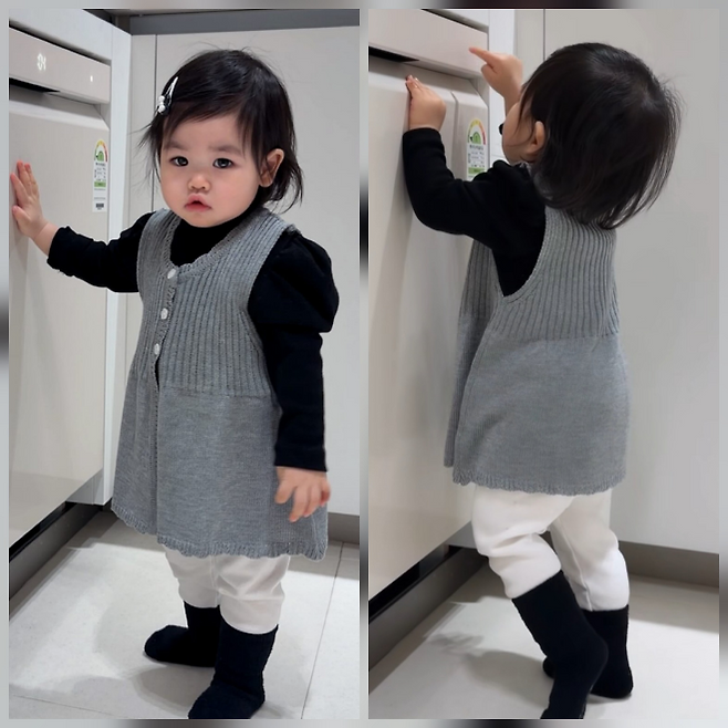 박수홍의 주방에서 포착된 딸 재이의 한 컷이 미소를 자아냈다. 사진=박수홍 SNS