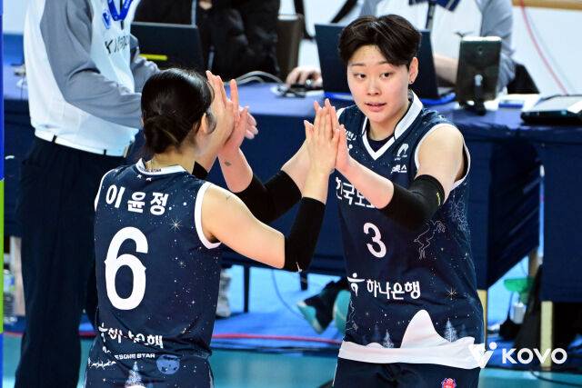 한국도로공사 이윤정과 김다은./KOVO