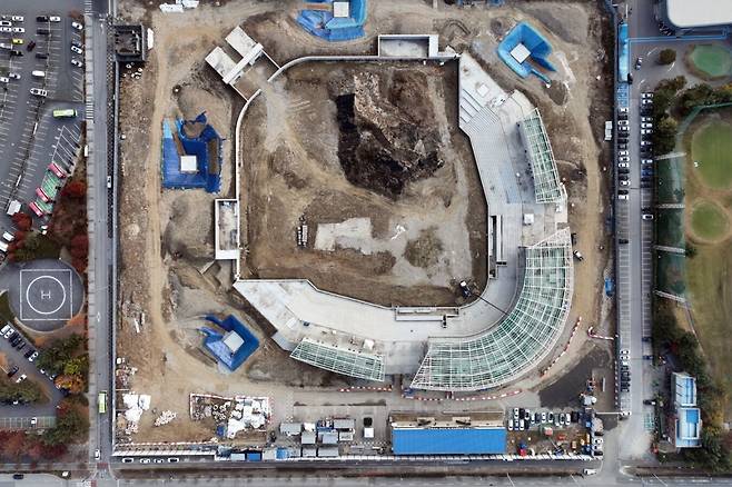 전북 전주 전주월드컵경기장 일원 북부권 복합스포츠타운에 건립 중인 야구장 모습. 전주시 제공